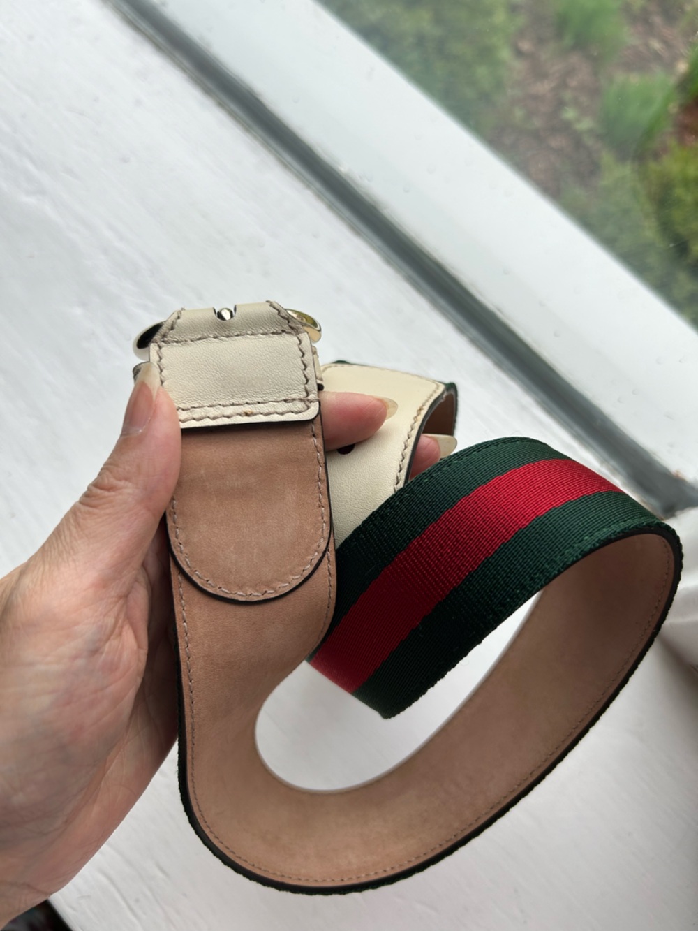 NWT Authentic Gucci Signature Web-Pebbled Leather Belt Size 85 Green Red White - Picture 6 of 7